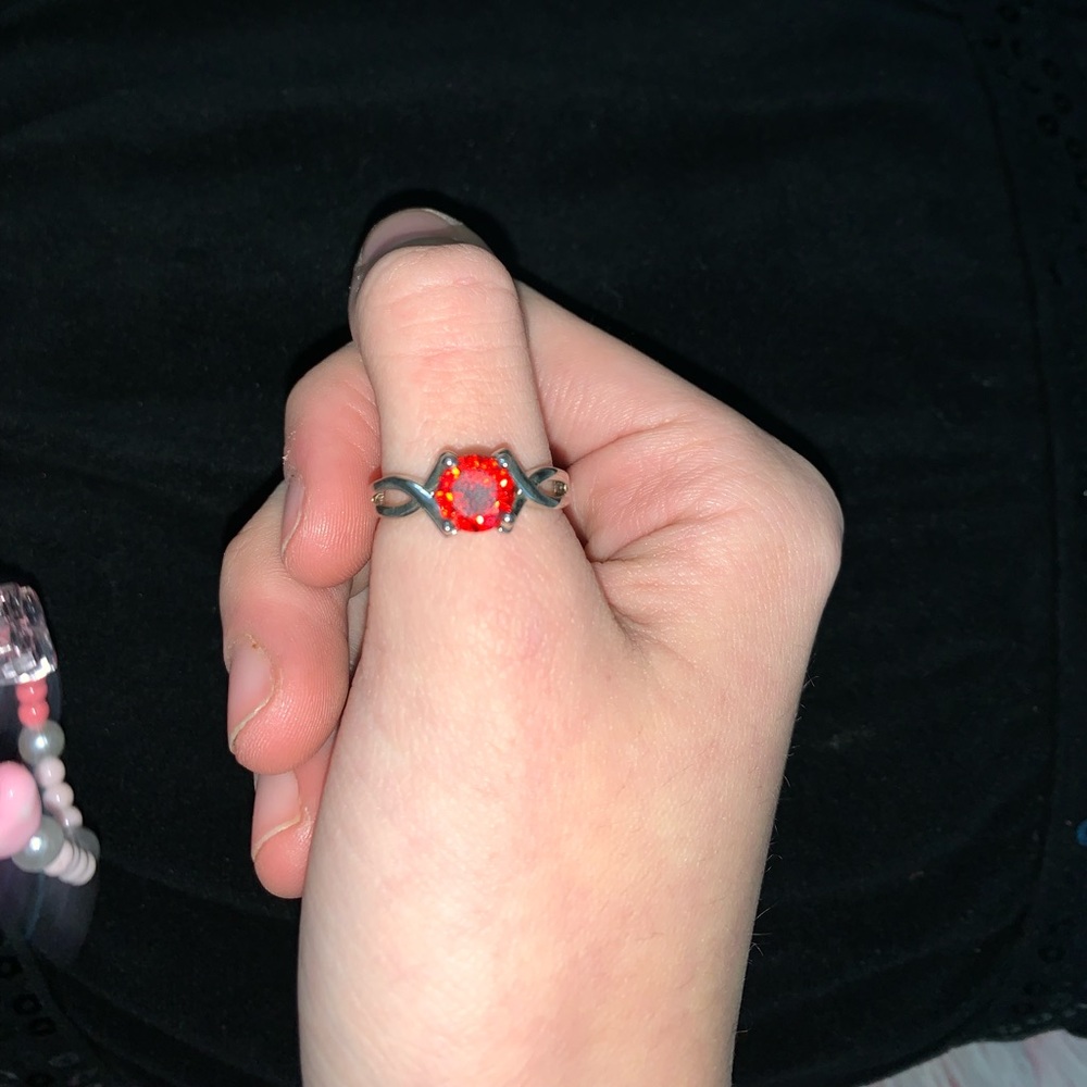 red sterling silver ring